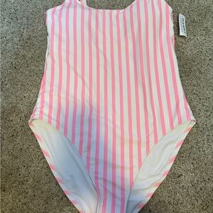 Old navy women’s Pink and White Striped  Swimsuit